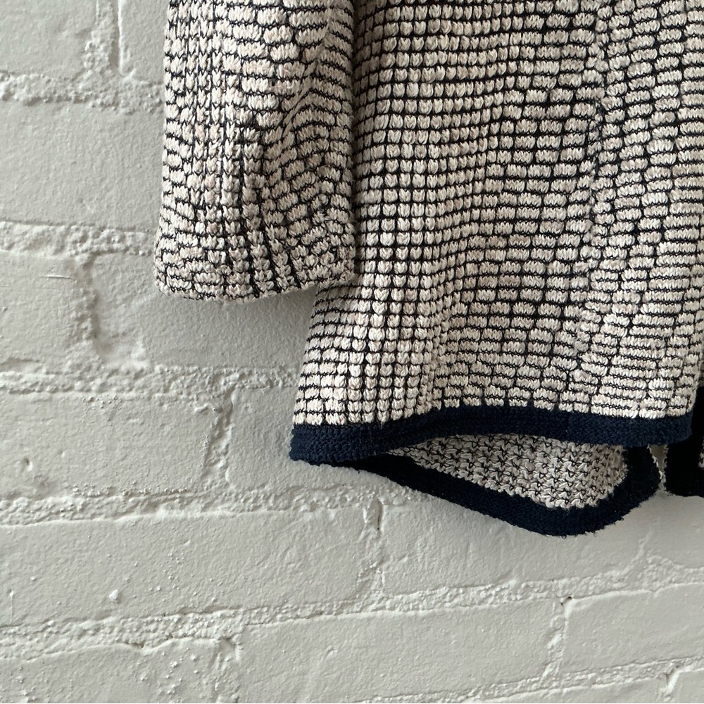 NIC+ZOE Open Cardigan Sweater Cream Black Textured Knit Layer Casual Chic Sz M - Picture 10 of 13